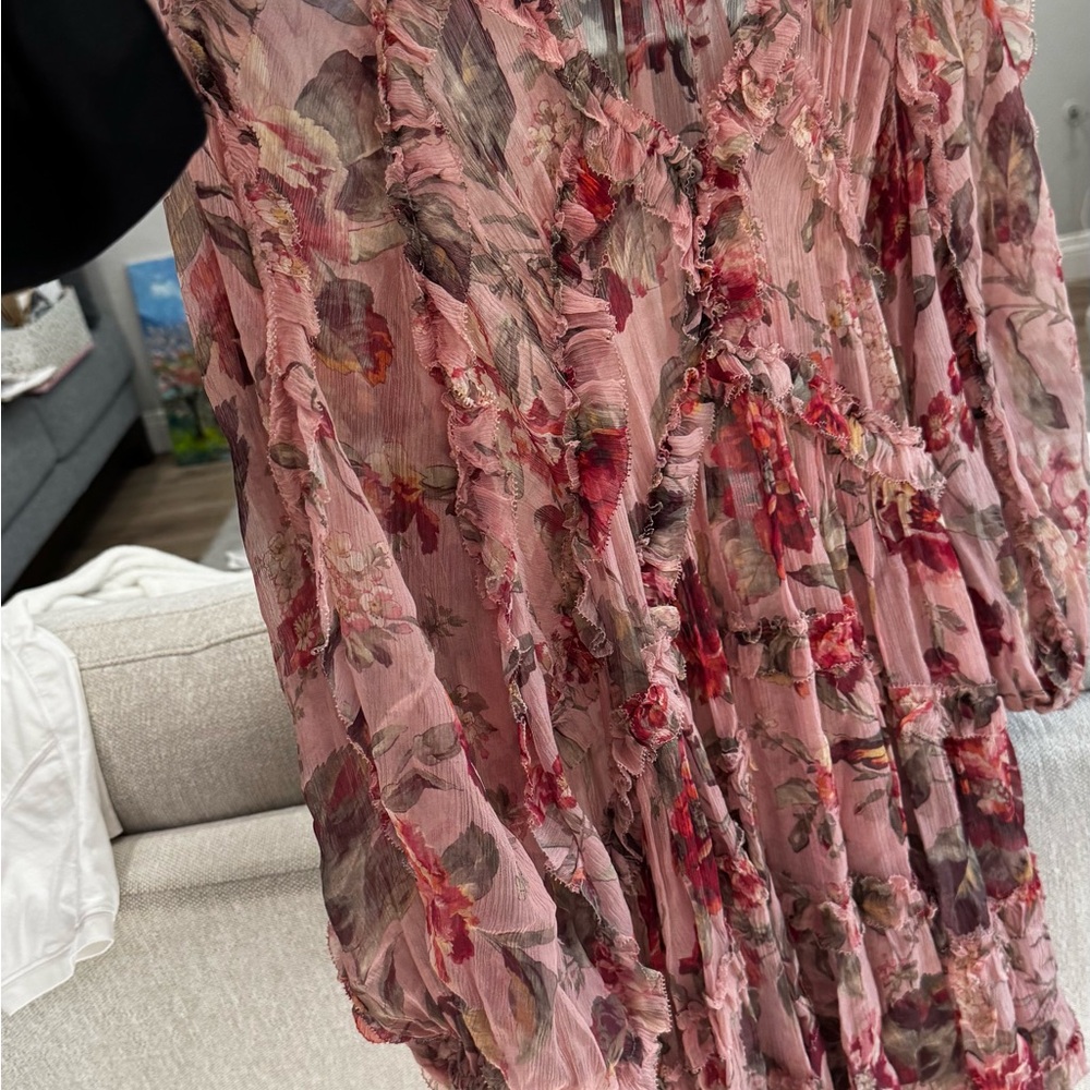 Pink Floral Ruffled   Dress - Picture 11 of 14